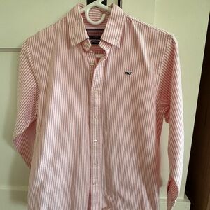 Vineyard Vines Pink Striped boys dress shirt Size L